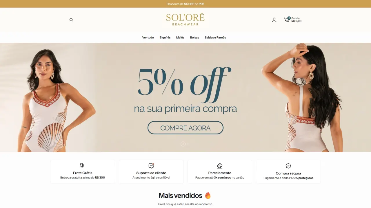 Screenshot of Solore Beachwear, image 1 of 9